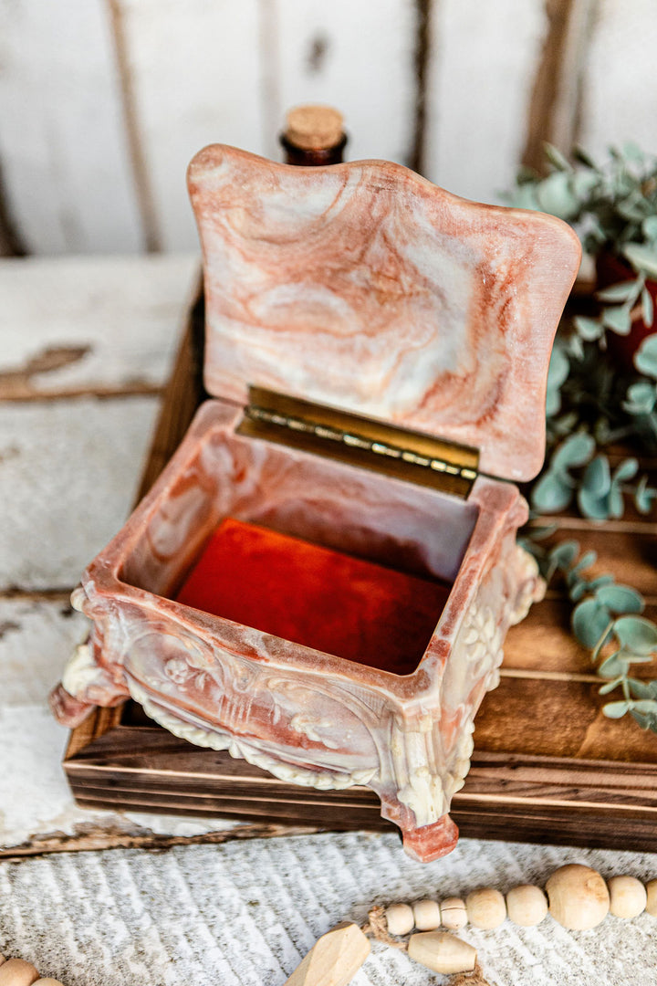 Handcrafted Lovers Incolay Jewelry Box